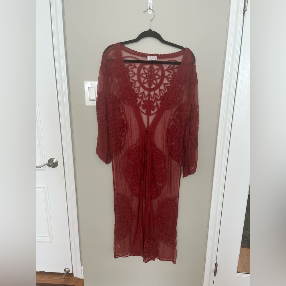 Free people maroon kimono